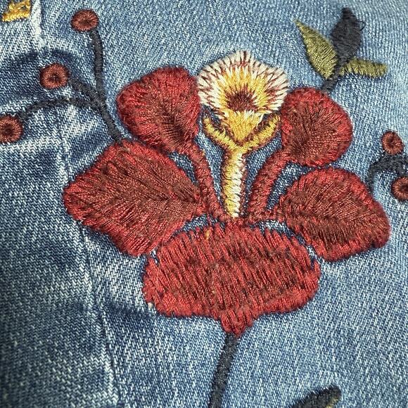 Talbots Slim Ankle Jeans Embroidered Floral Size 22 Womens Boho Hi Rise Coastal - Picture 7 of 10